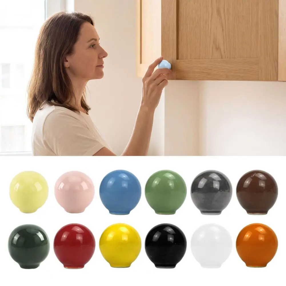 Ceramic Ball Cabinet Knobs Easy Grip Drawer Handles Colorful Ceramic Ball Knobs Modern Round Drawer Pulls Stylish for Wardrobes