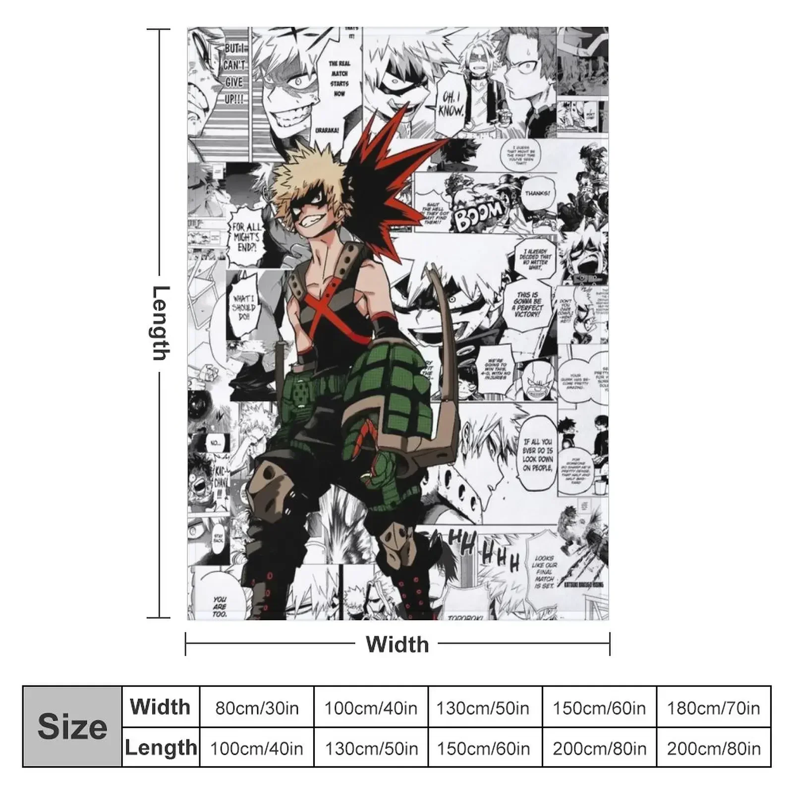 Bakugou Manga Collage Throw Blanket couch cozy soft plush fuzzy picnic outdoor blanket
