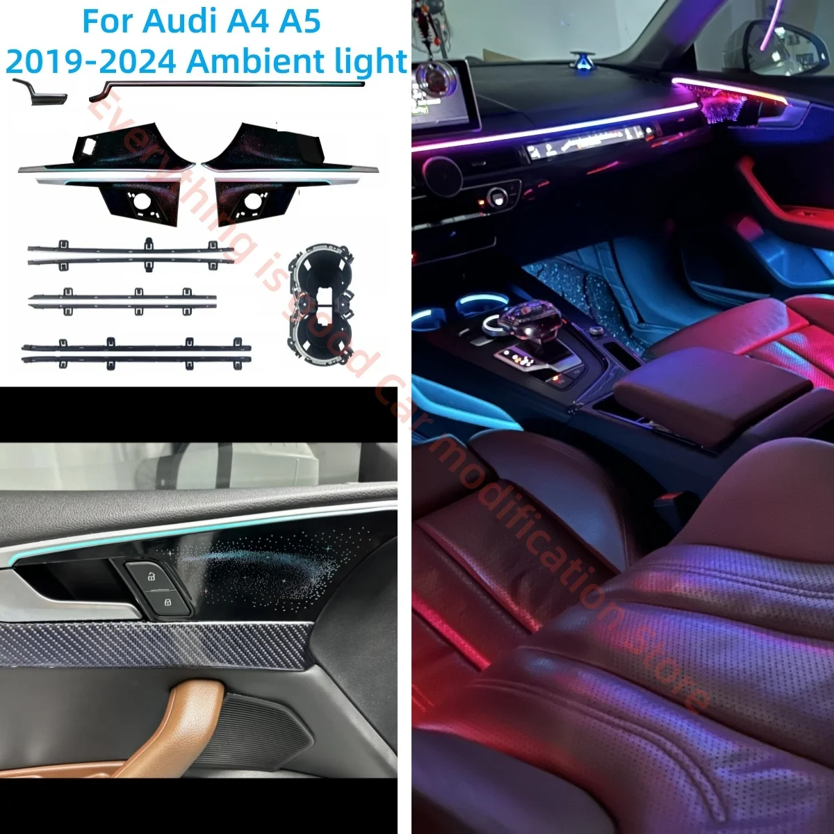 

Для Audi A4 A5 2019-2024 окружающий свет автомобильное внутреннее освещение обновление автомобильные аксессуары Galaxy лазерная гравировка пресс-форма пластина