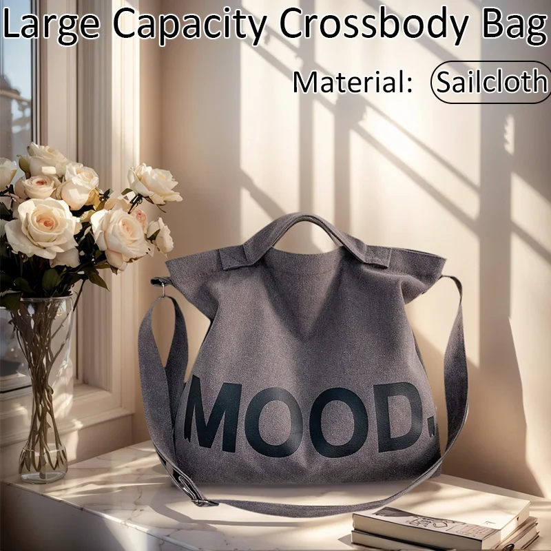 Letters Solid Color Printing Canvas Large Bag Models Tide Unisex With the Same Canvas Crossbody Large Capacity Tote Bag