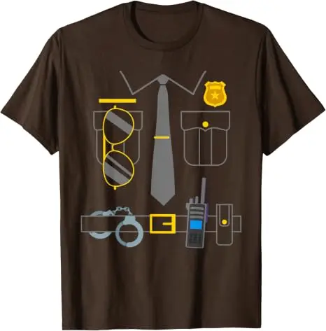 Polizisten-Kostüm Lustiges Polizisten-T-Shirt Y2k Persönlichkeit Einzigartige Geschenke Neuartige Fantastische Polizeikleidung mit Grafik – Detail 9