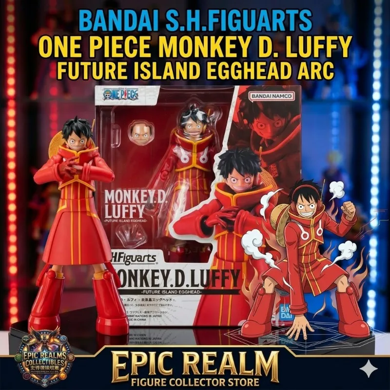 

In Stock Bandai One Piece Genuine Model Anime Figure S.H.Figuarts Luffy Future Island Egghead Action Figure Joints Movable Model