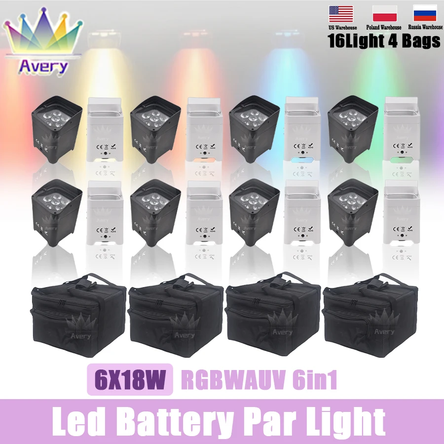 

No Tax 4x bags Free Duty LED Battery Powered Par Light 6*18w RGBWAUV 6in1 Stage Lighting Auto/Sound/DMX/Wifi/APP/Remote