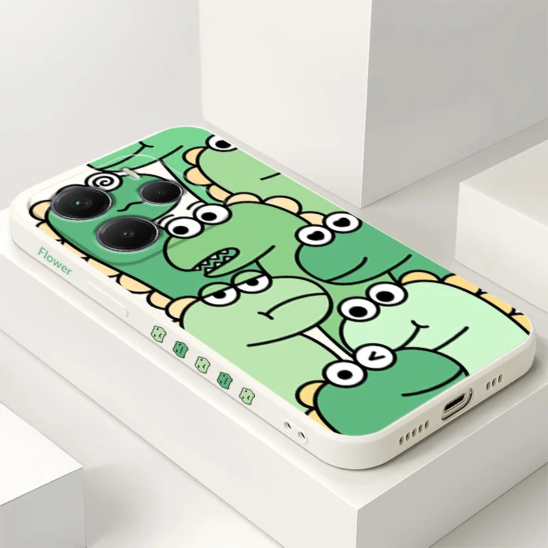 

Smiling Dinosaur Phone Case For Xiaomi Redmi Note 14 13 12 12S 11 11S 10 10S 9 9S 14C Pro Plus 4G 5G Liquid Silicone Cover