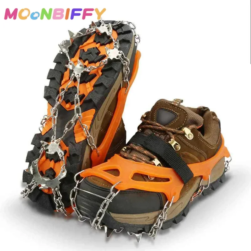 8 Teeth Steel Ice Gripper Spike for Shoes Anti Slip Climbing Snow Spikes Crampons Cleats Chain Claws Grips Boots Cover