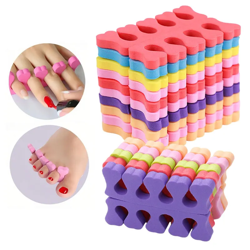 

100/50 Pairs Soft Toe Separators Fingers Foots Nail Art Practice Tools Flexible Heart Design Manicure Pedicure Foot Braces