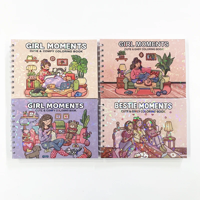 Girl Moments Cute and Comfy Coloring Book - Relaxing Activity Graffiti Painting Book for Adults and Teens