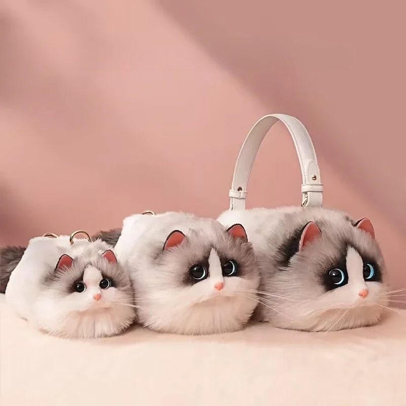 ragdoll cat bag cute fur animal shape  bags handbags for women ladies