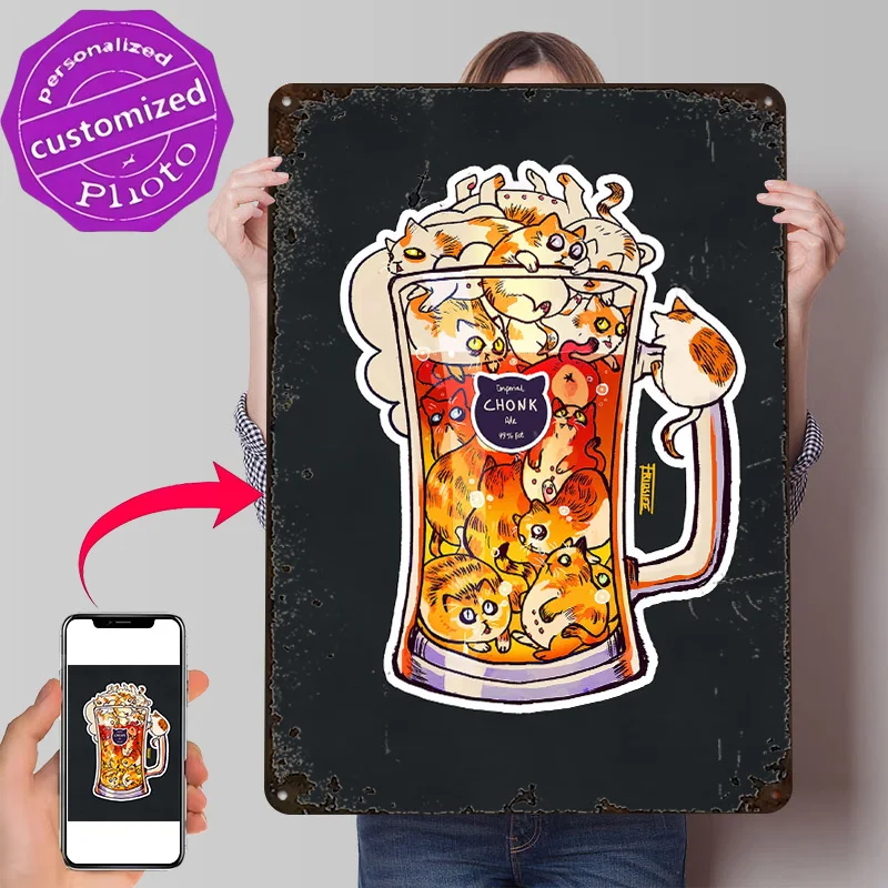 Металлическая 3D-табличка Imperial Chonk Ale с индивидуальным текстом, настенный декор из жести для роскошного оформления интерьера, аксессуары для домашнего декора