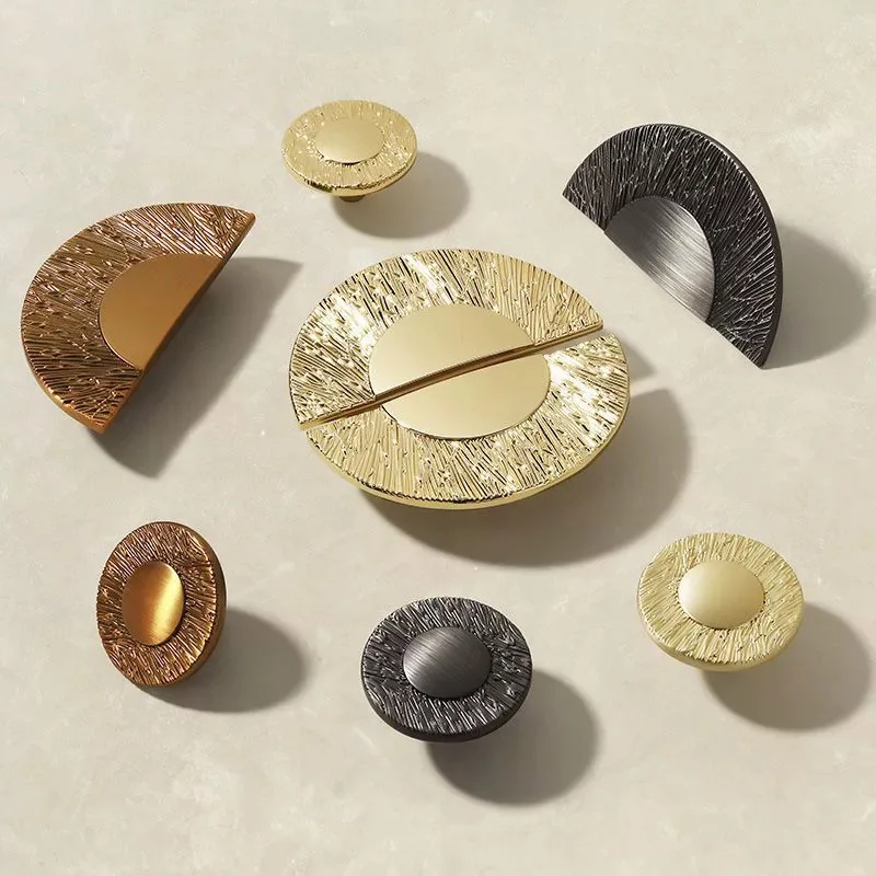 

Gold Round Cabinet Door Handle Zinc Alloy Semicircle Handles Bookcase Wardrobe Bedside Cupboard Door Knob Furniture Drawer Pulls