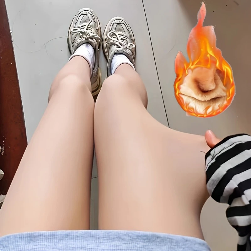 Women Fleece Lined Thermal Tights Warm Winter Pantyhose High Waisted Slim Tummy Control Butt Lift Translucent Thick Stockings