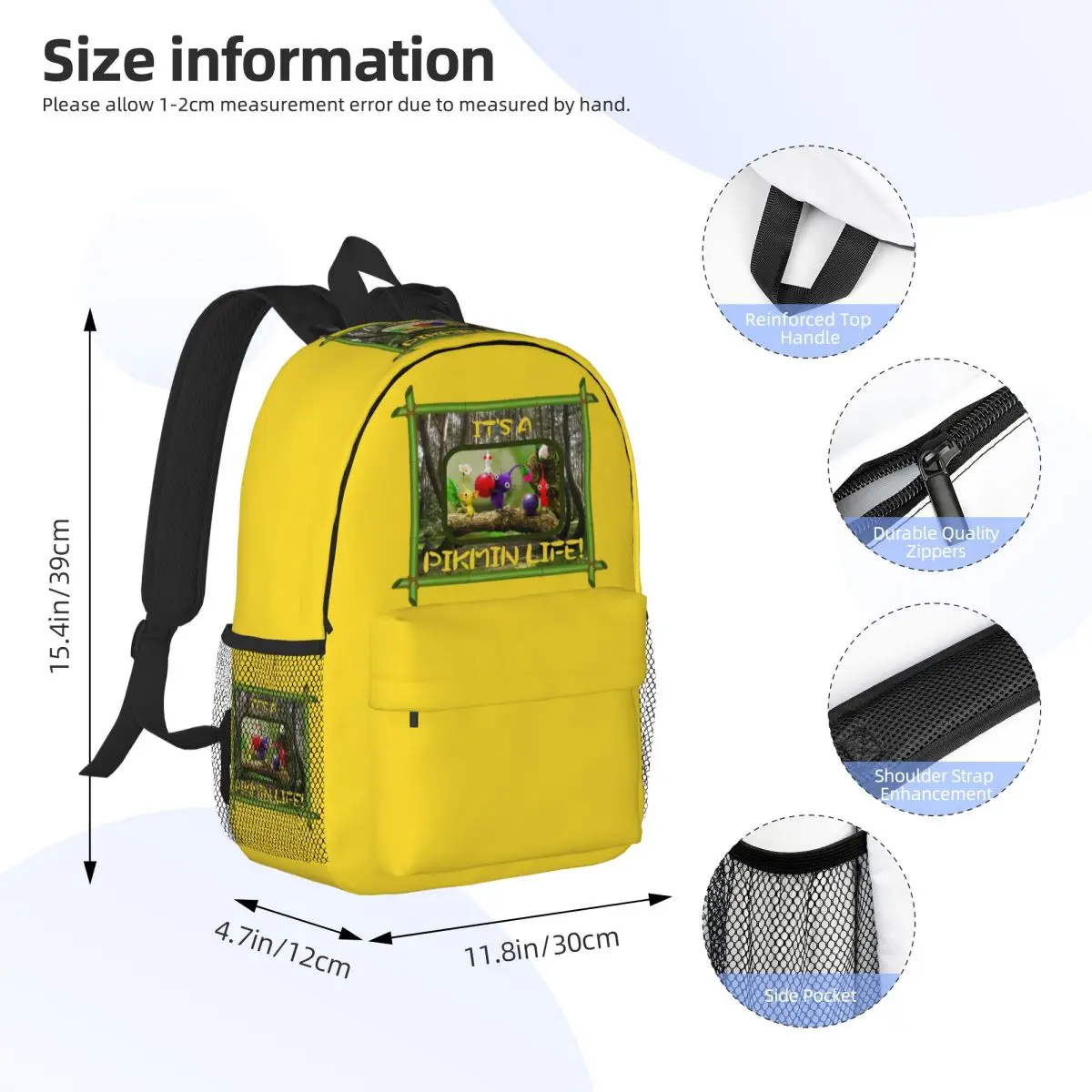 Pikmin Woodland Family Photo Backpack Daypack Large Capacity Boys Girls BookBag Shoulder Bags for Men Women Children School Bag