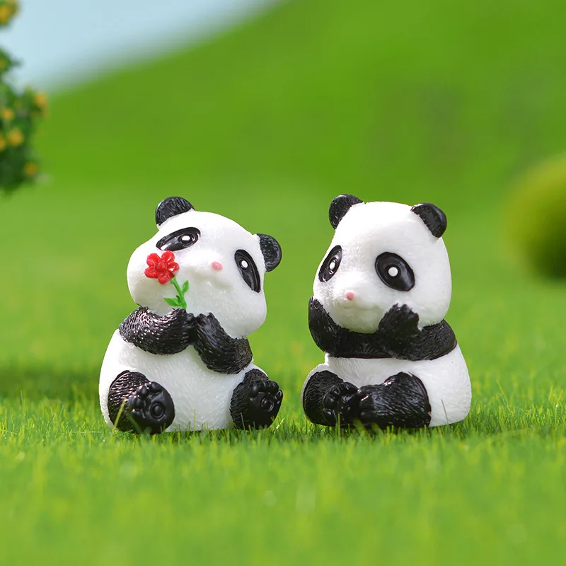 Cute and Mischievous Panda Micro Landscape Gardening Small Ornaments Creative Tabletop Cake Decoration Accessories