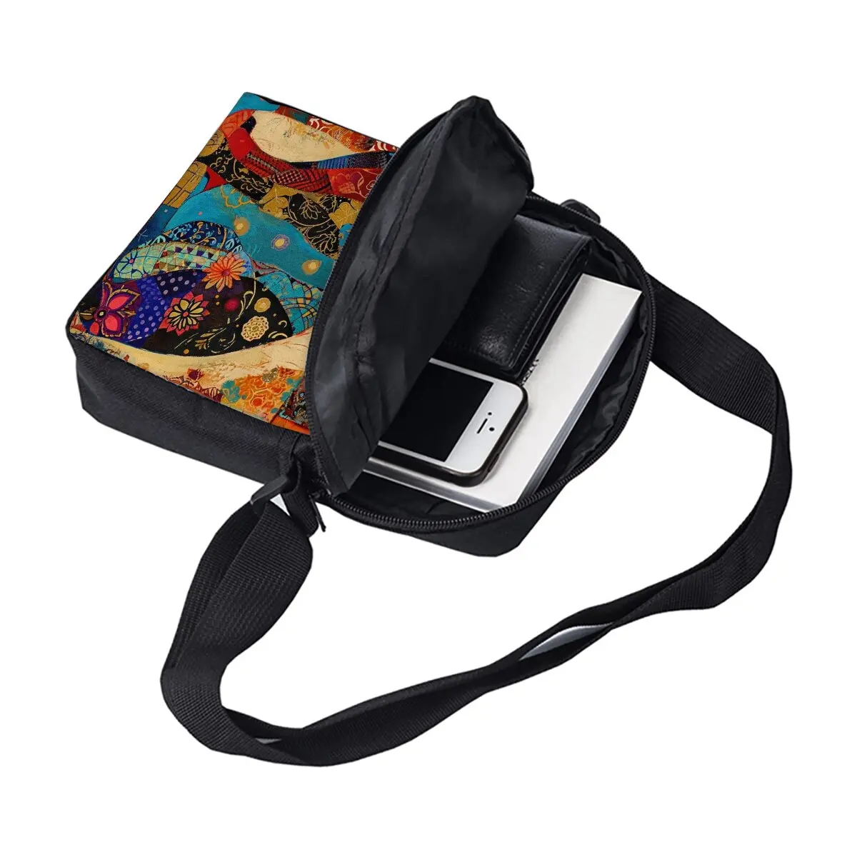 Sac messager simple face à motif de chat Floral coloré pour garçons/filles enfants meilleurs cadeaux sac à bandoulière décontracté de dessin animé 3D