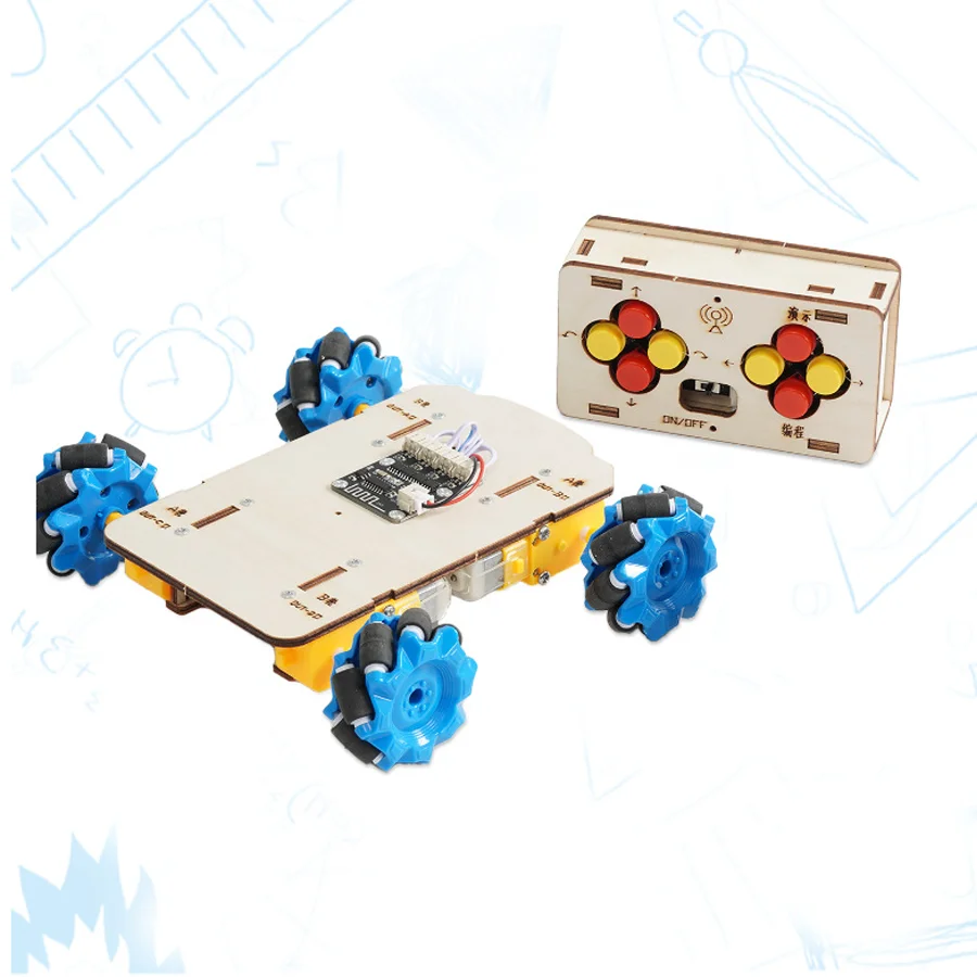 

DIY Wooden Remote Control MCNA Mother-wheel Trolley Assembling Science Experiment Kits KIDS STEM Educational Toy