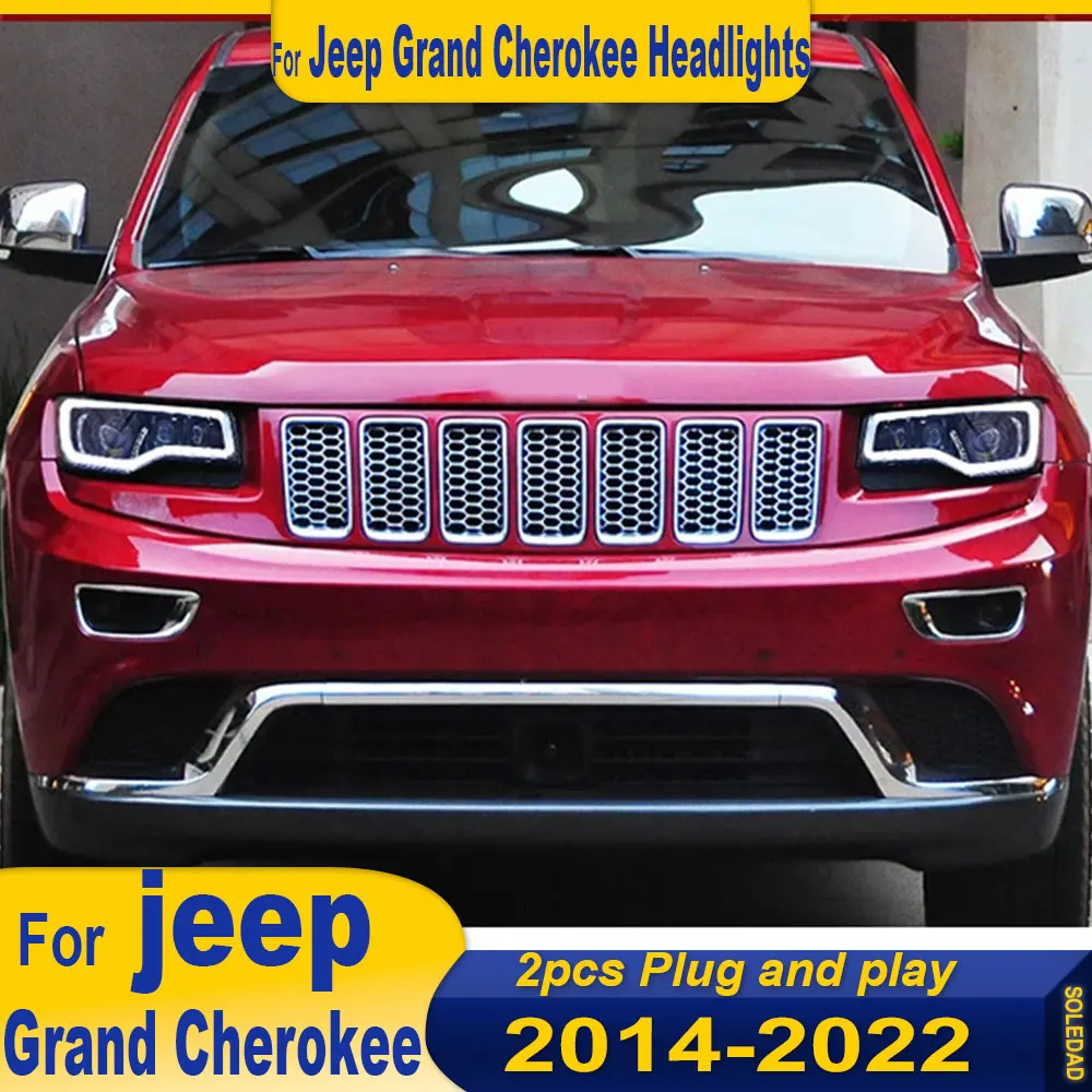 

Автомобильные светодиодные фары для Jeep Grand Cherokee 2014-2021 светодиодные автомобильные лампы дневные ходовые огни динамические указатели поворота автомобильные аксессуары