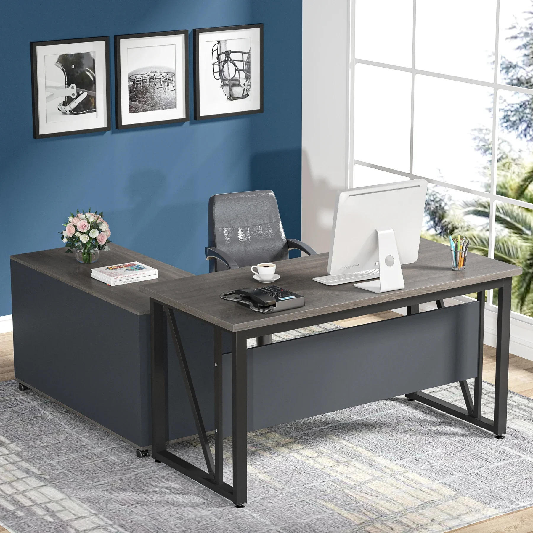 Tribesigns 55 inches Executive Desk and 43