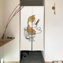 Japanese Door Curtain Noren Cute Funny Cat Drapes Living Room Bedroom Doorway Partition Kitchen Entrance Hanging Half-Curtains