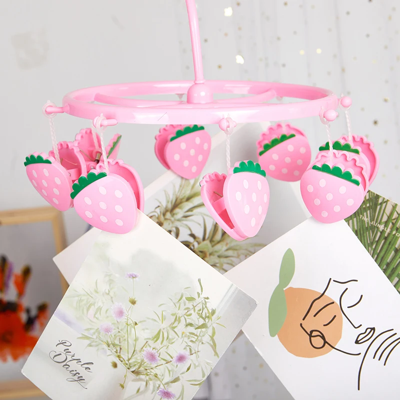 Cute Pink Student Dormitory With Strawberry, Heart-shaped Mini Plastic Clothes Hanger, Sock Clip And Underwear Clip