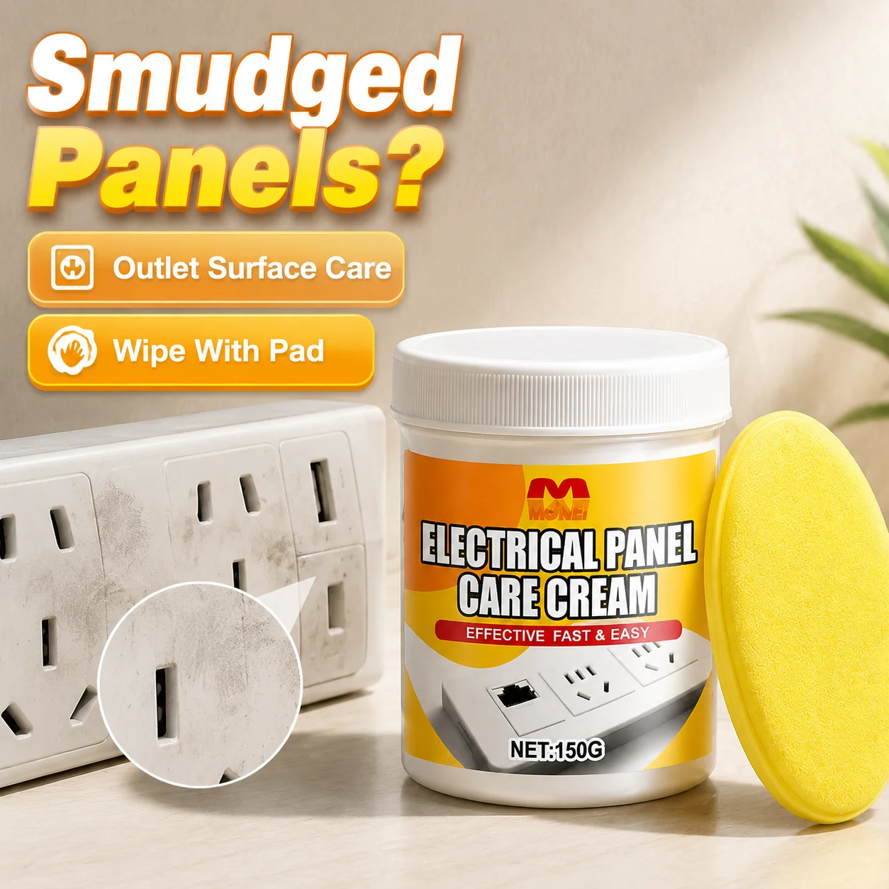Electrical Panel Care Cream, Removes Dust & Stains, Wipe‑On Maintenance Cream for Wall Switches, Sockets Plastic Surfaces