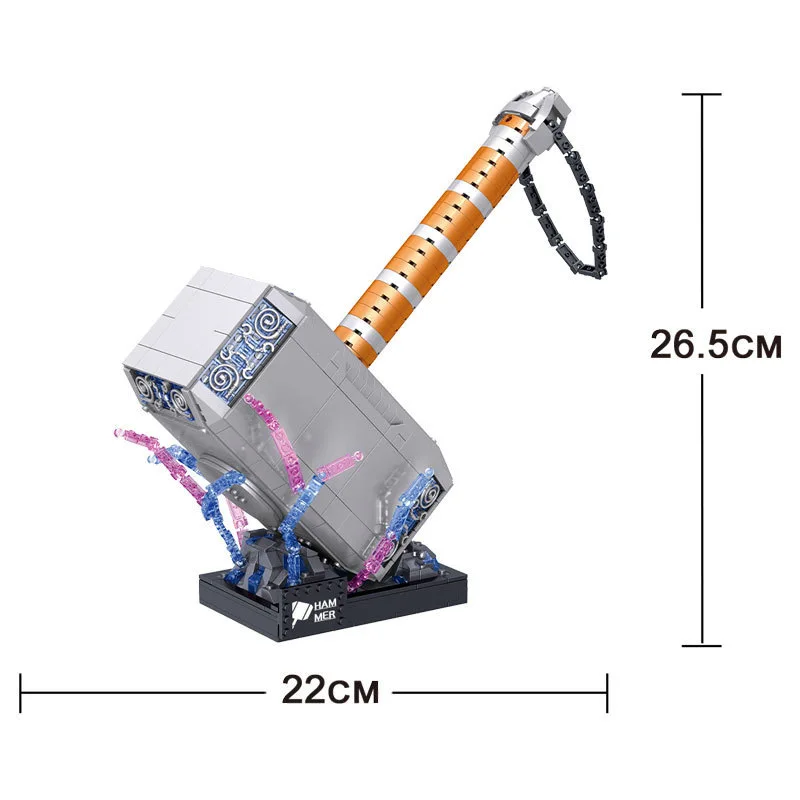 Lustige Freude 975PCS Thors Thunder Hammer Helden Spielzeug Gebäude Puzzle Block Ziegel Kind Jungen Geschenk # 01037