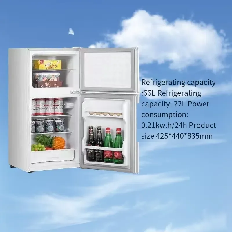 For XK-88L Home Bottom Freezer Refrigerator Mini Double Door Two-door Refrigerator and Freezer