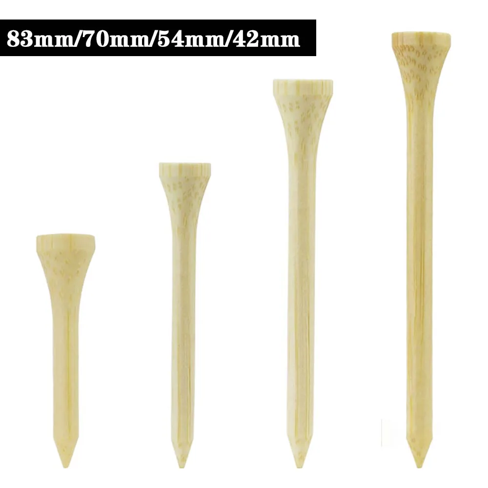 100 Count/Bag Bamboo Golf Tees Durable Golf Ball Holders, 4 Sizes Stronger Than Traditional Wood Tees Durable Golf Tools