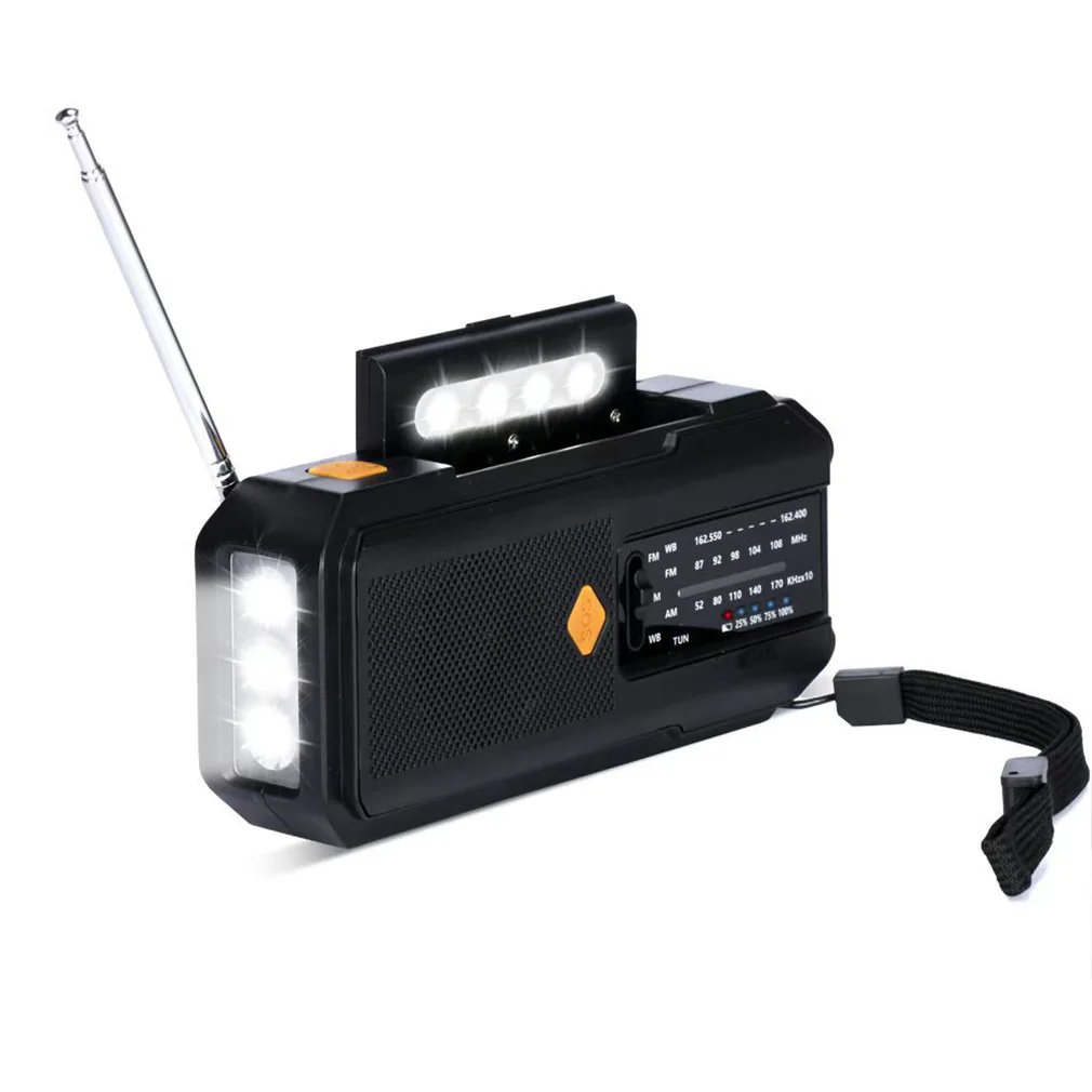 Emergency Weather Radio Solar Hand Crank FM AM Radio USB Charging 2000mAh Power Bank LED Torch Reading Light SOS Dropshipping