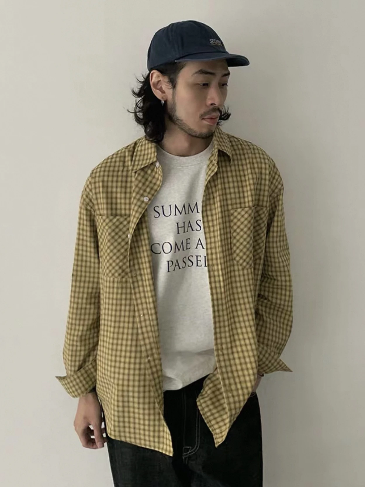 

American Retro Yellow Plaid Casual Shirt Men's Loose Sun Protection Commuting Top Trendy Brand Unisex Autumn Long Sleeve