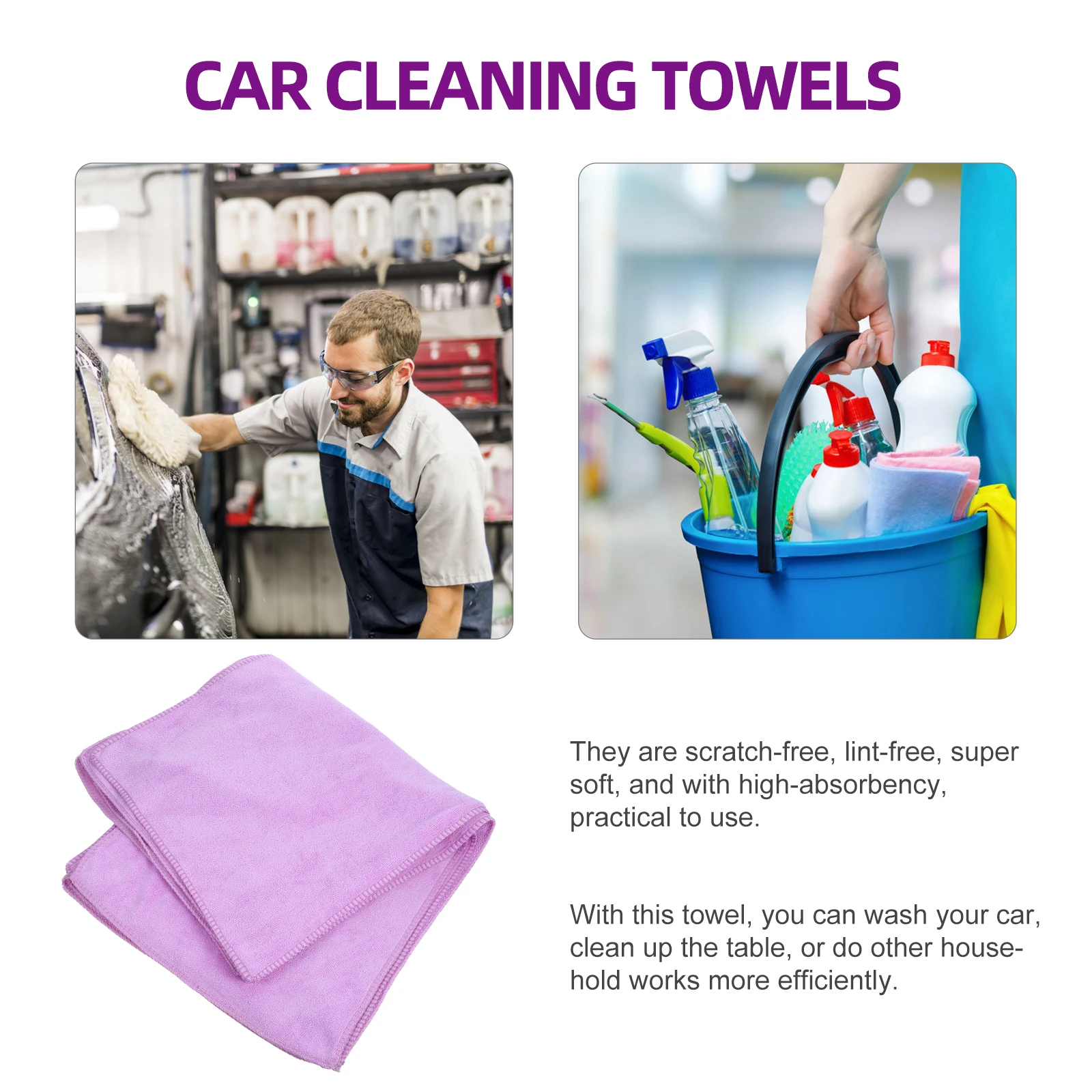 

5pcs Car Drying Towels Ultra Fiber Cloths Reusable Cleaning Towel For Windows Bathrooms Motorcycles Lightweight Portable