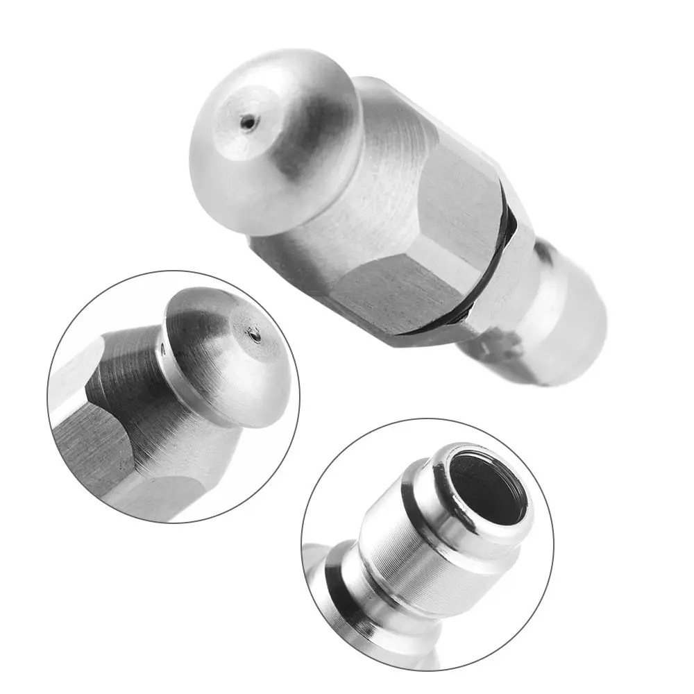 6 Rear 3 Rear Jets Cleaning Spray Stainless Steel Pipe Dredging 1/4inch Thread Pressure Drain Washer Nozzle Sewer Cleaner