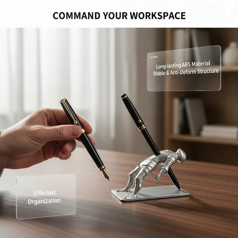 Medieval Undead Knight Pen Holder Warrior Pencil Organizer Rack Base Resin Figure Stationery Stand Desk Office Decoration