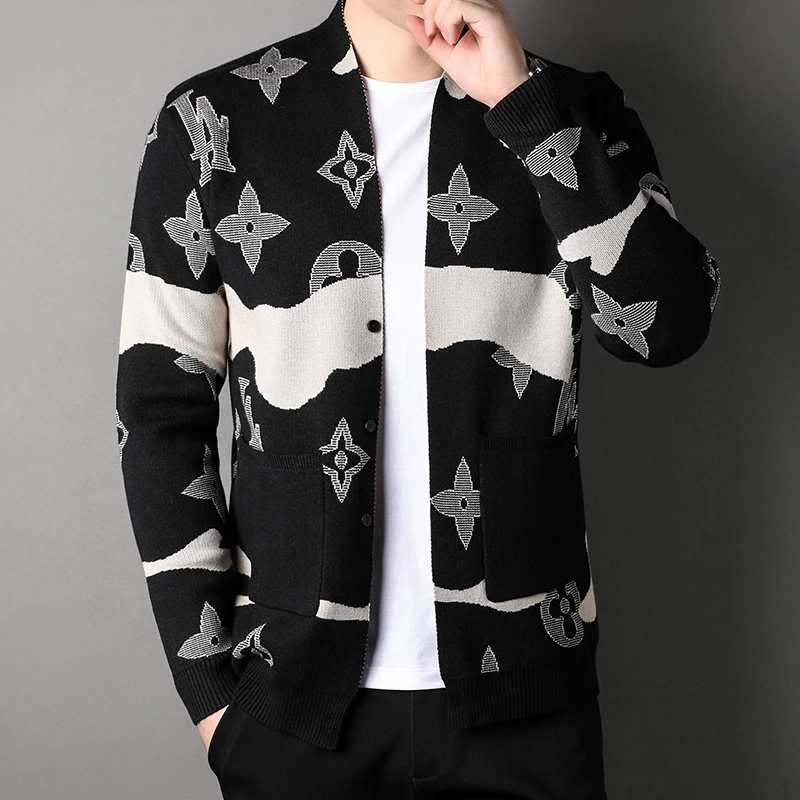 

2025 Trendy Brand Knitted Sweater Men's Autumn New Style Men's Fashionable Top Sweater Loose Cardigan Casual Button Jacket