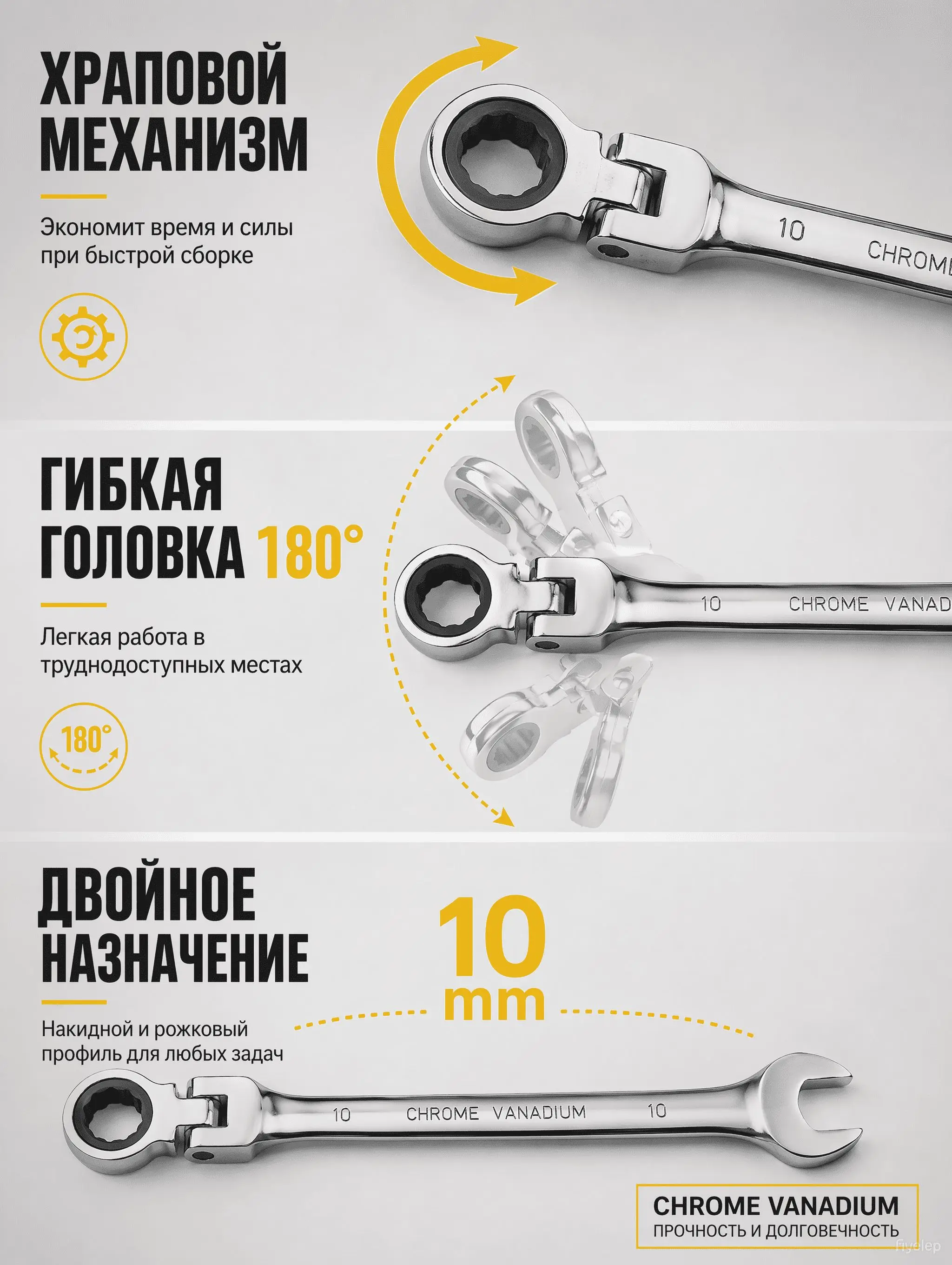 Set of wrenches with crack and hinge 18 pcs/6-32 mm