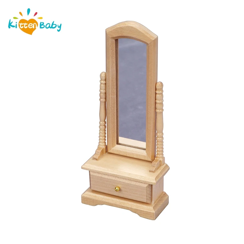 1:12 Dollhouse Full-Length Dressing Mirror With Drawer Model Simulation Full-Length Dressing Mirror Dollhouse Decoration