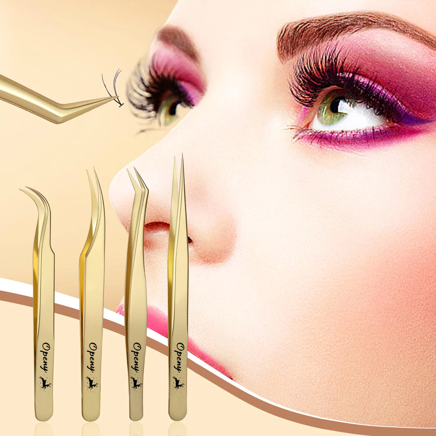 Eyelash Extension Tweezers Professional Precision Straight Curved Stainless Steel Lash Tweezers for Volume Isolation Makeup Tool