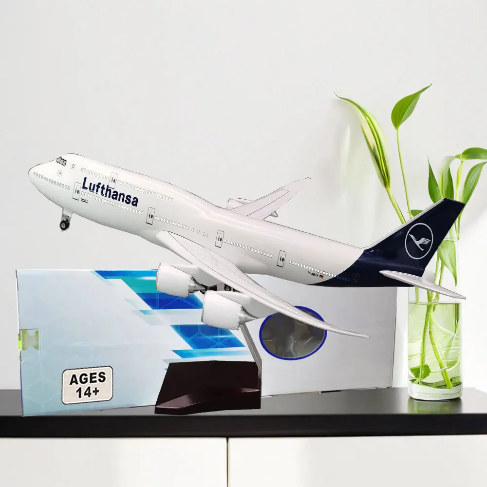 

1/160 Boeing 747 German 17 inchs Large Model Diecast Airplane Model Kits with Stand Airlines Model Plane Display Collectible for