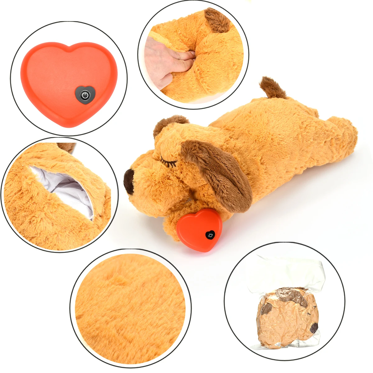 Plush Heartbeat Puppy Behavioral Training Toy Plush Pet Snuggle Anxiety Relief Sleep Aid Doll Durable Dog Chew Toys For Chewers