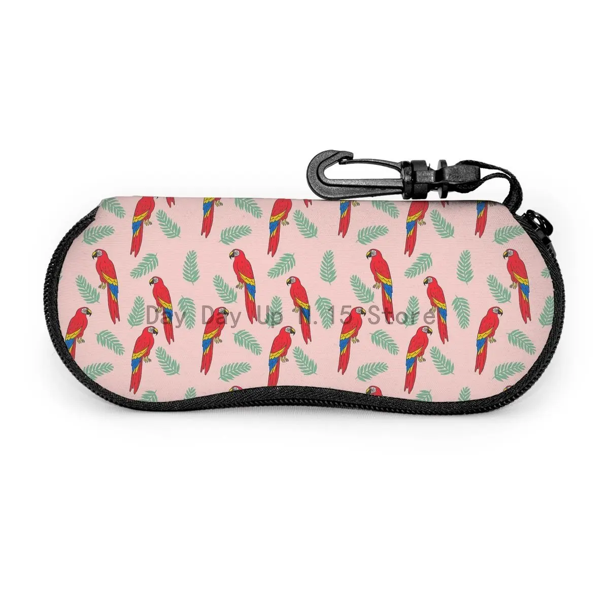 Macaw Parrot Tropical Bird Sunglasses Soft Case For Women Men Large Zipper Eyeglass Hook Case