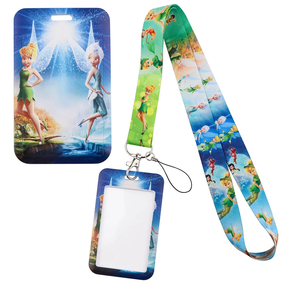 YQ976 Tinker Bell Key Lanyard Cartoon Elf Neck Strap for Pendants ID Card Holder Phone Rope Key Cord Lariat Kids Gift