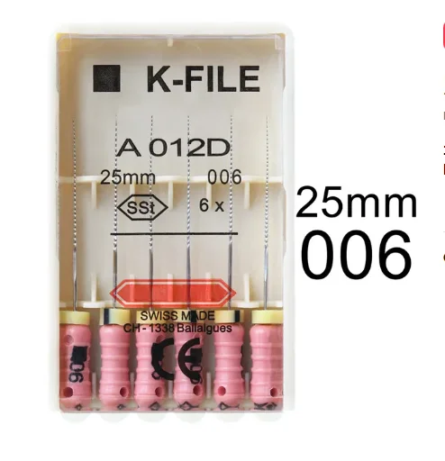 2 caixas arquivo de canal radicular dental 25mm aço inoxidável k arquivo uso manual endodontic dedo espalhador odontologia laboratório instrumentos