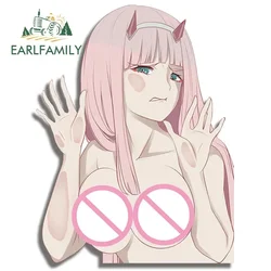 EARLFAMILY 13cm Car Stickers for Zero Two Sexy NSFW Chest Patch Glass Decal Anime Funny Hentai Creative Caravan Waterproof Decor
