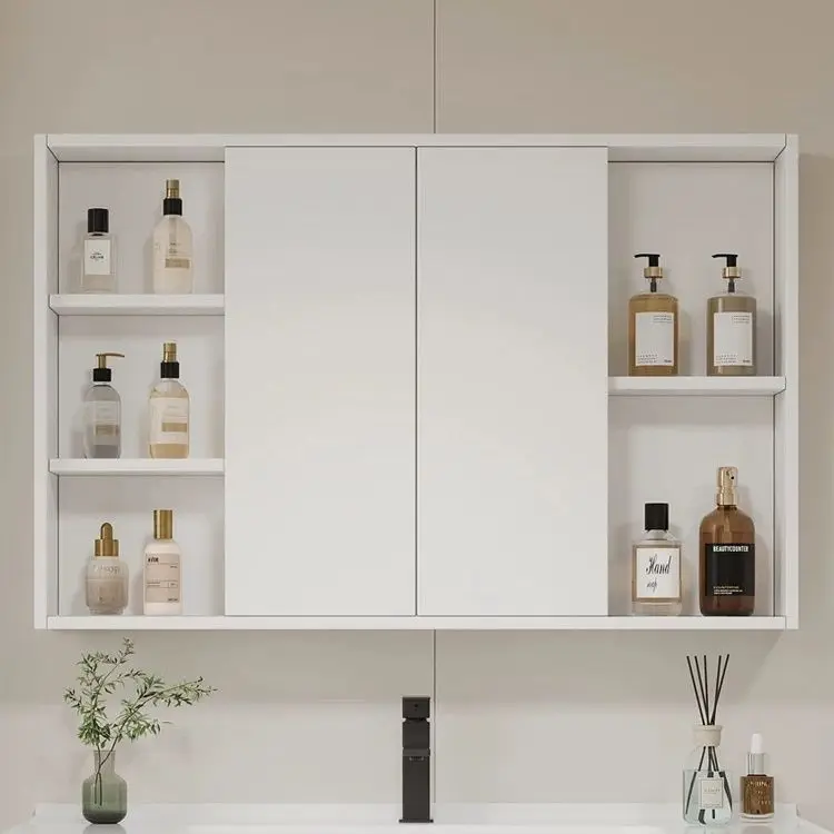 Toilet Storage Bathroom Mirror Storage Solid Wood Smart Folding Hidden Feng Shui Shelf Separate Mirror Cabinet