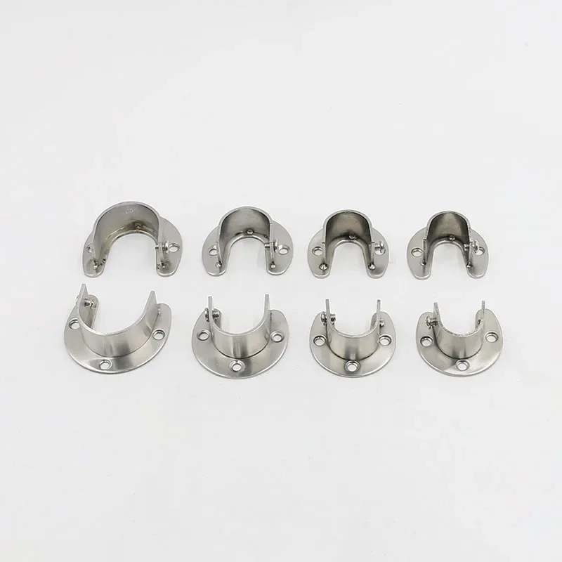 Edelstahl-Rohrhalter, Kleiderstange, Kleiderschrank, Kleiderhalter, silbernes Rundrohr, offener Flansch, Sitz, Rundstangenrohr