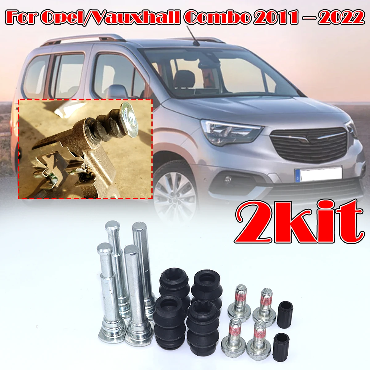 

2KIT Front Brake Caliper Slider Guide Pins Bolt For Opel Vauxhall Movano 1998-2010 Left Right Disc Housing Rubber Bellows Sleeve