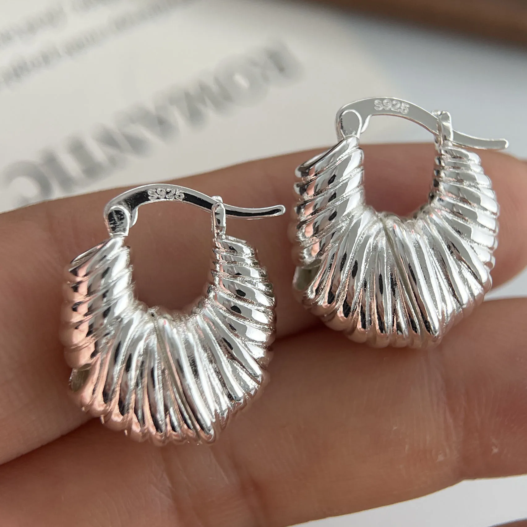925 Sterling Silver Vintage Earrings For Women Trendy Simple Gold Round Strip Earring Jewelry Prevent Allergy Party Accessories