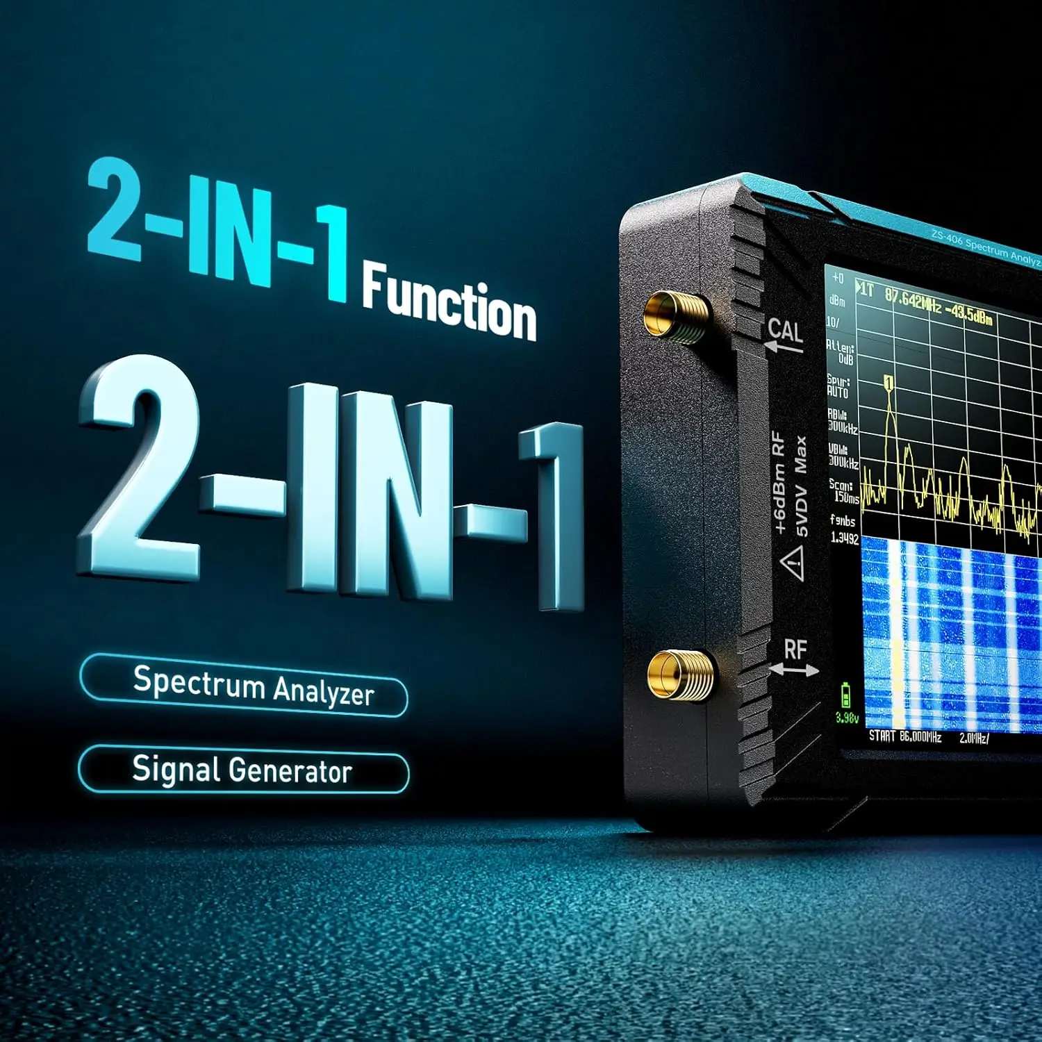 SeeSii Spectrum Analyzer 100kHz to 5.4GHz TinySA Ultra+ ZS406 2-in-1 Signal Generator Tiny Frequency Analyzer MF/HF/VHF UHF