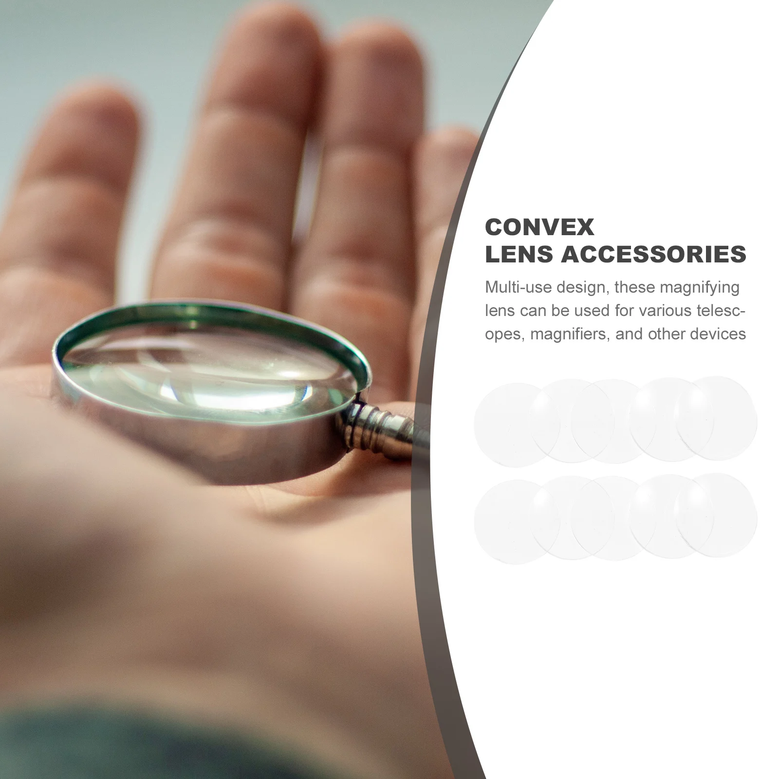 

10pcs Magnifying Lens for Reading Magnifier Making Clear Acrylic Double Convex Portable Replaceable Lens Accessories Telescopes