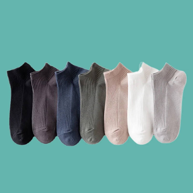 Chaussettes en coton peigné respirant pour hommes, chaussettes courtes décontractées, bouche peu profonde, bas de sport, bateau, été, 5/10 paires