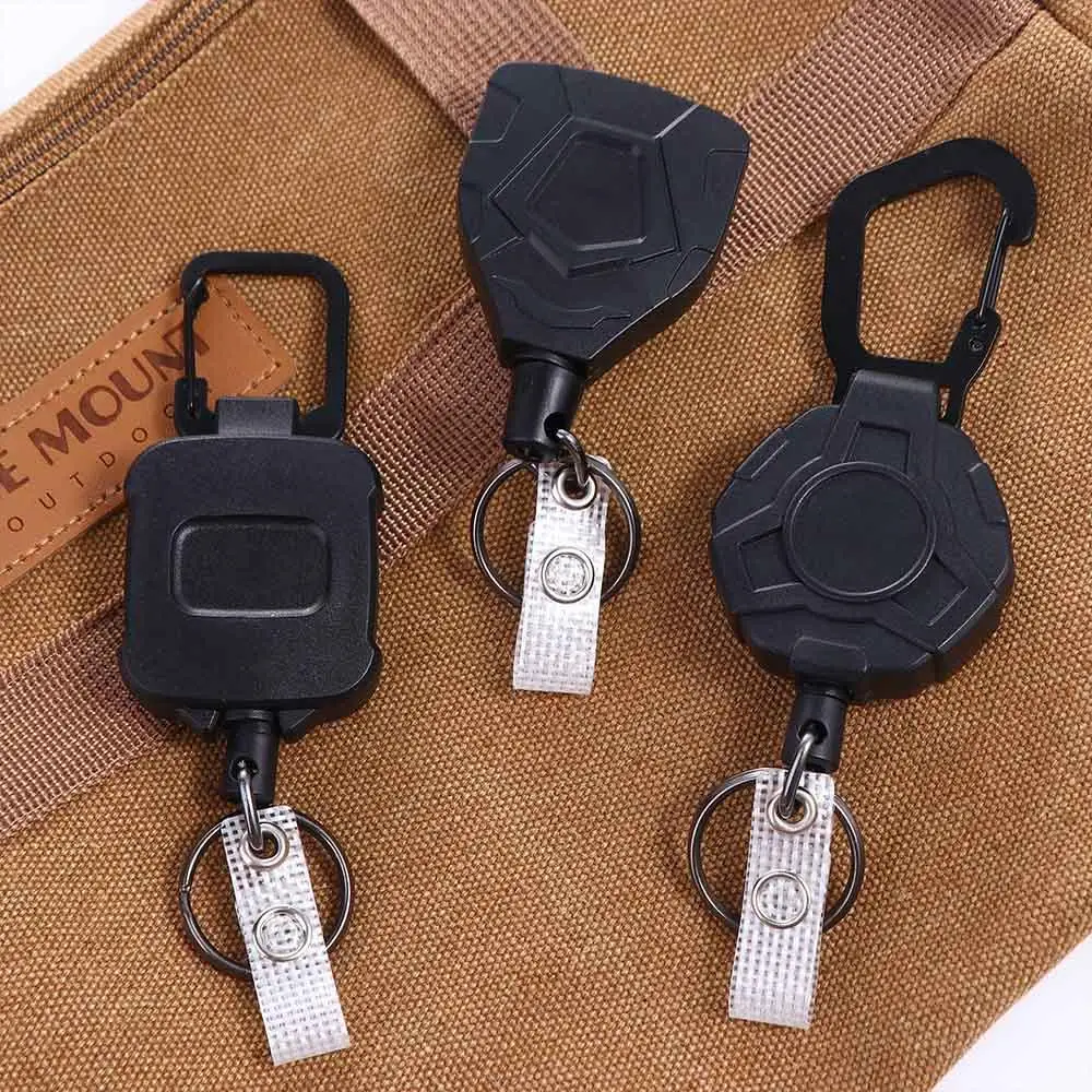 Lost Elastic ID Lanyard Badge Holder Anti-theft Keychain ID Card Holder Badge Reel Retractable Key Ring Easy-to-pull Buckle